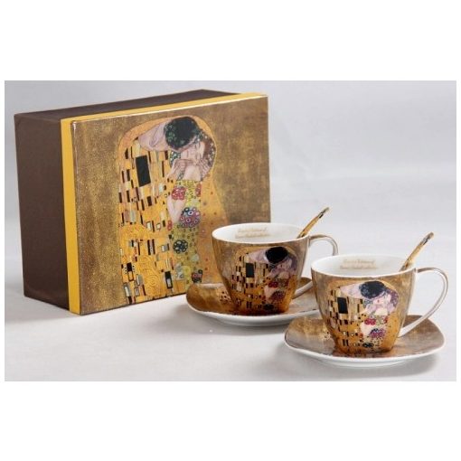 P&P Porceláncsésze+alj kanállal 250ml, 2 személyes, Klimt:The Kiss