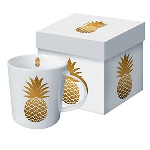 Porcelánbögre 0,35l dobozban, Golden Pineapple