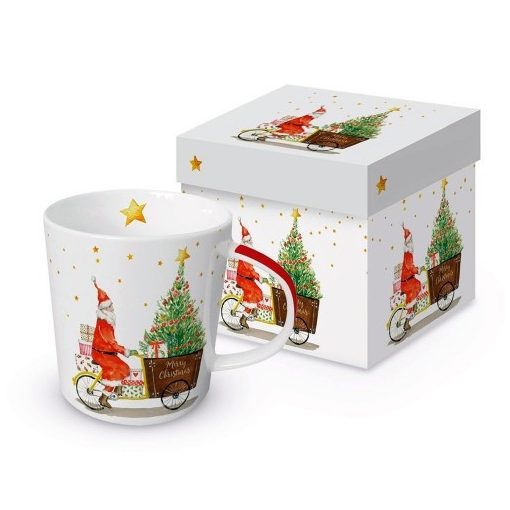 Porcelánbögre 0,35l, dobozban, Santa Delivery