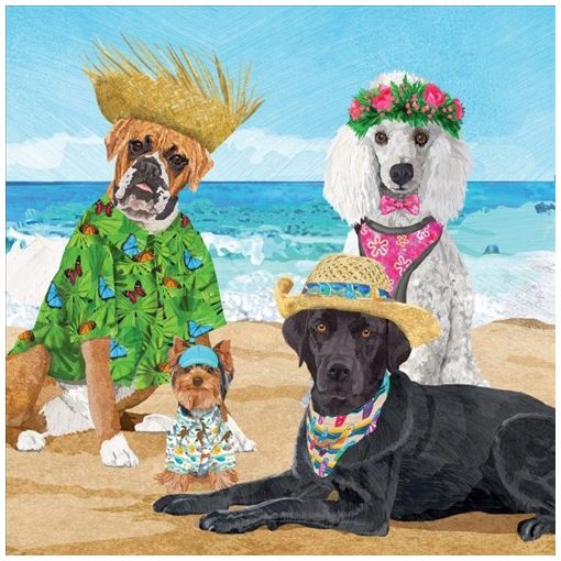 PPD Dogs' Beach Party papírszalvéta 33x33cm, 20db-os