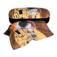   Fridolin Szemüvegtok textilbevonatú, törlőkendővel, 16x4x6,5cm, Klimt:The Kiss