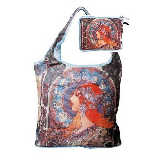 Táska a táskában, polyester, Mucha: Zodiak, 42x48cm, összehajtva: 16x13cm