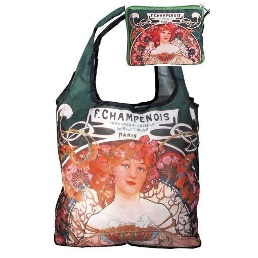 Táska a táskában, polyester, Mucha: Champenois, 42x48cm, összehajtva: 16x13cm