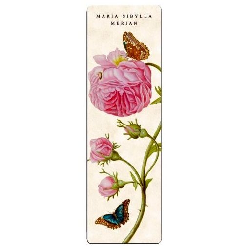 Könyvjelző 5x16cm, Maria Sibylla Merian: Rose, bright pink