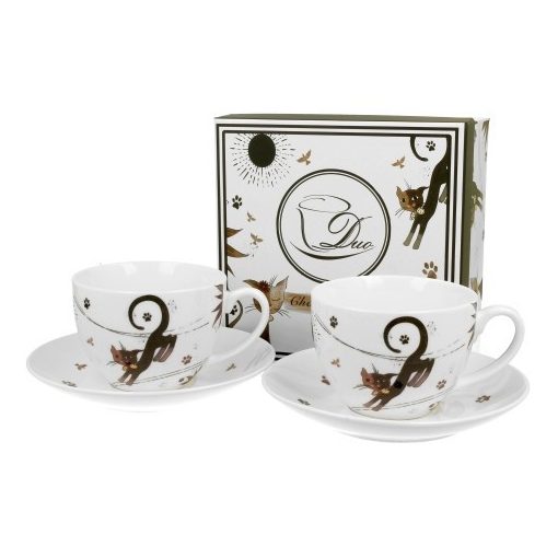 Duo Gift Porceláncsésze+alj, 2500ml, 2személyes, dobozban, Charming Cats