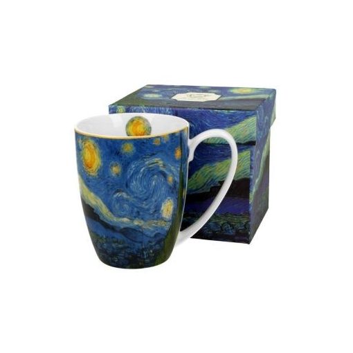 Porcelánbögre 380ml, dobozban, Van Gogh: Csillagos éj