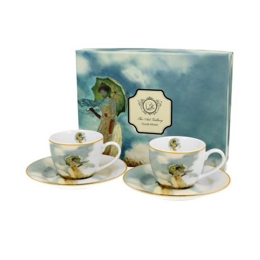 Duo Gift Porceláncsésze+alj, 100ml, 2 személyes, dobozban, Monet:Hölgy esernyővel