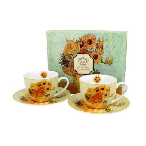 Porceláncsésze + alj 280ml, 2 személyes dobozban, Van Gogh: Napraforgók