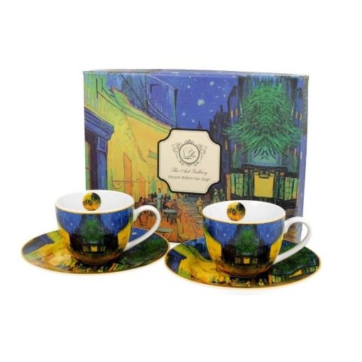 Duo Gift Porceláncsésze+alj 100ml, 2 személyes dobozban, Van Gogh: Kávéház éjjel