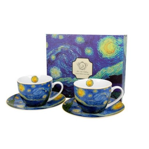 Porceláncsésze+alj,280ml,2 személyes, dobozban, Van Gogh: Csillagos éj