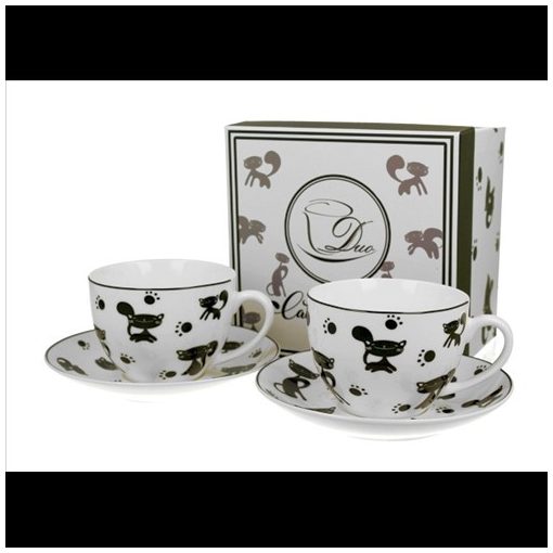 Duo Gift Porceláncsésze+alj, 250ml, 2 személyes, dobozban, Koty Czarne