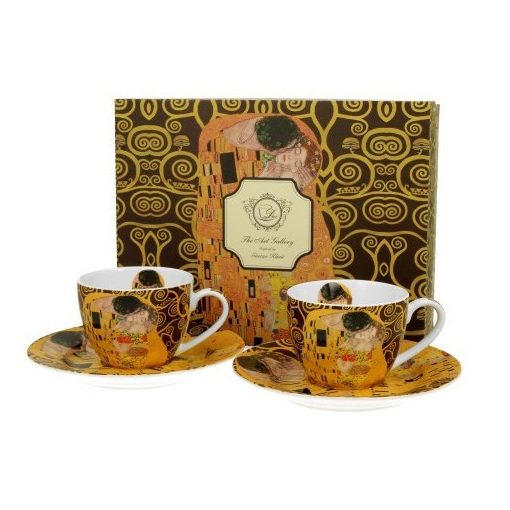 Duo Gift Porceláncsésze+alj, 110ml, 2 személyes, dobozban, Klimt:The Kiss