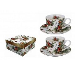   Duo Gift Porceláncsésze+alj 280ml, 2 személyes, dobozban, Christmas Birds