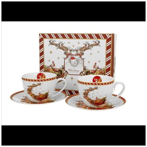 Duo Gift Porceláncsésze+alj, 250ml, 2 személyes, dobozban, Santa on Sleigh