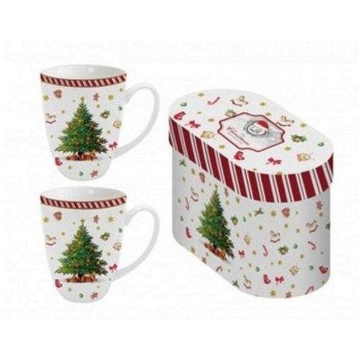 Porcelánbögre 380ml,2 db-os szett dobozban, Christmas Tree 2