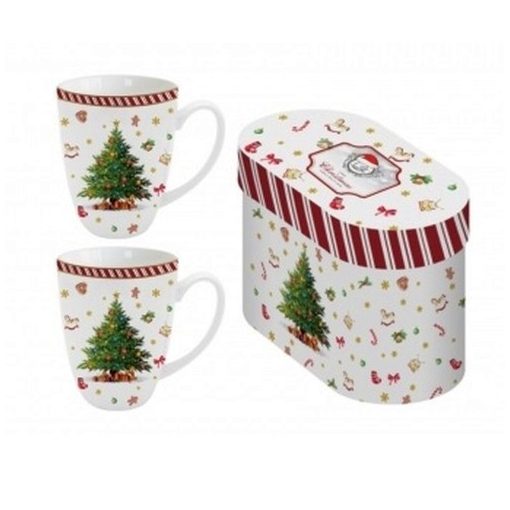 Porcelánbögre 380ml,2 db-os szett dobozban, Christmas Tree 2