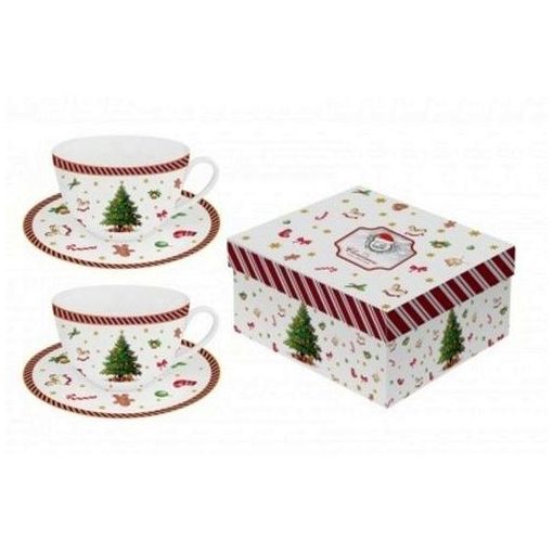 Porceláncsésze+alj 280ml,2 személyes, dobozban, Christmas Tree 2