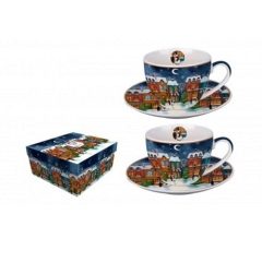   Porceláncsésze+alj 280ml,2 személyes, dobozban, Christmas City