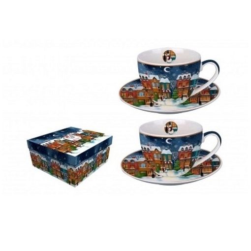 Porceláncsésze+alj 280ml,2 személyes, dobozban, Christmas City