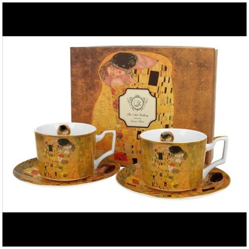 Duo Gift Porceláncsésze+alj, 270ml, 2 személyes, dobozban, Klimt:The Kiss