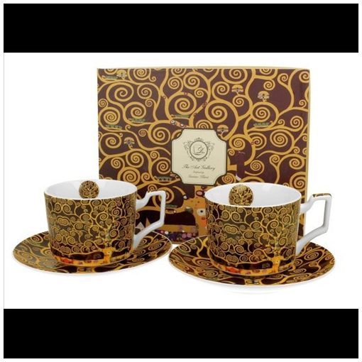 Duo Gift Porceláncsésze+alj, 270ml, 2 személyes, dobozban, Klimt:Életfa