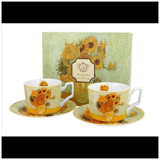 Duo Gift Porceláncsésze+alj, 270ml, 2 személyes, dobozban, Van Gogh:Napraforgók