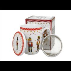   Duo Gift Porcelánbögre tetővel, fémszűrővel, 360ml, dobozban, Christmas Nutcracker