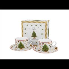   Duo Gift Porceláncsésze+alj, 90ml, 2 személyes, dobozban, Christmas Tree