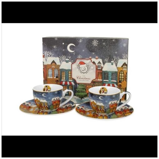 Duo Gift Porceláncsésze+alj, 90ml, 2 személyes, dobozban, Christmas City