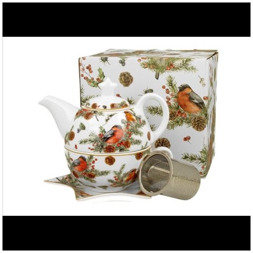 Duo Gift Porcelán egyszemélyes teázós szett 300ml, dobozban, Christmas Birds