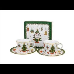   Duo Gift Porceláncsésze+alj, 90ml, 2 személyes, dobozban, Around Christmas Tree