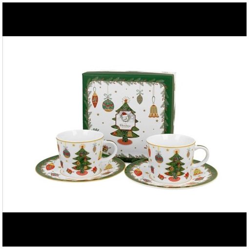 Duo Gift Porceláncsésze+alj, 90ml, 2 személyes, dobozban, Around Christmas Tree