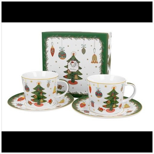 Duo Gift Porceláncsésze+alj, 250ml, 2 személyes, dobozban, Around Christmas Tree