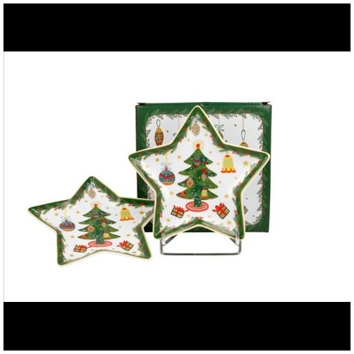 Duo Gift Porcelán csillagtányér szett 2db-os, 15x1,5cm, dobozban, Around Christmas Tree