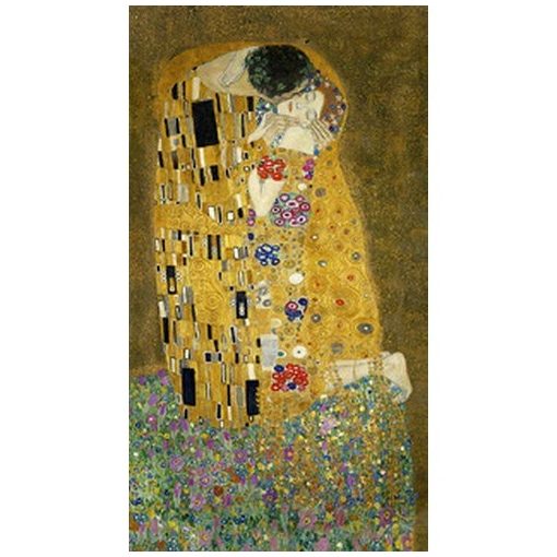 Jegyzettömb 85x153mm, metál, 144 vonalas oldal, KLIMT: The Kiss