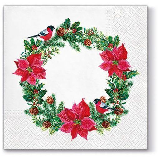 Xmas Wreath papírszalvéta 33x33cm, 20db-os