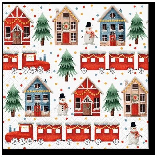 PAW Cozy Christmas town papírszalvéta 33x33cm, 20db-os