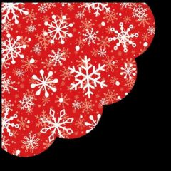   PAW Christrmas Snowflakes light red papírszalvéta dia 32cm, 12db-os