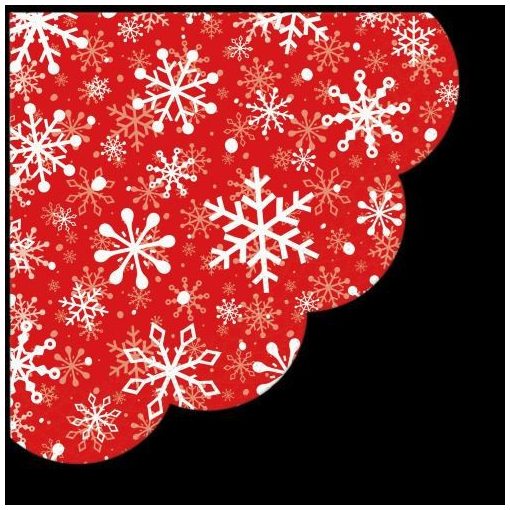 PAW Christrmas Snowflakes light red papírszalvéta dia 32cm, 12db-os