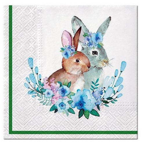 PAW Bunnies with Wreaths papírszalvéta 33x33cm, 20db-os 