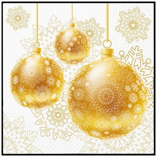 PAW Gold Ornamental Baubles papírszalvéta 33x33cm, 20db-os