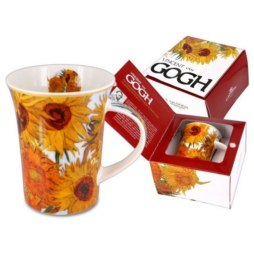 Porcelánbögre Van Gogh dobozban, 350ml, Van Gogh: Napraforgók