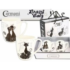 Porcelán bögreszett 2 db-os,400ml, fekete macskás