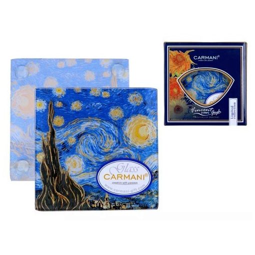 Carmani Üveg poháralátét 10,5x10,5cm Van Gogh:Csillagos éj