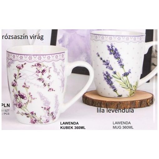 Lavenda porcelánbögre 340ml