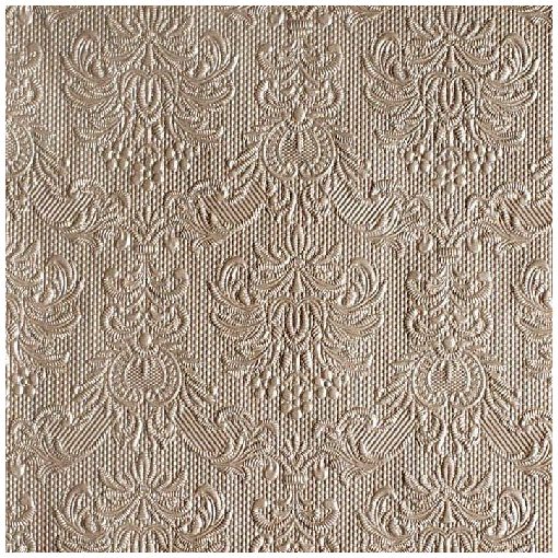 Elegance pearl taupe dombornyomott papírszalvéta 40x40cm, 15db-os