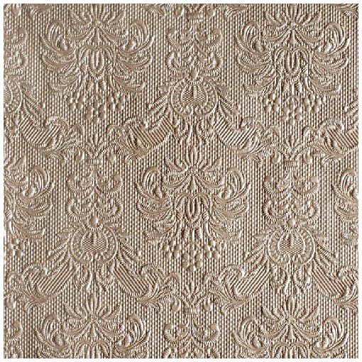 Elegance pearl taupe dombornyomott papírszalvéta 40x40cm, 15db-os