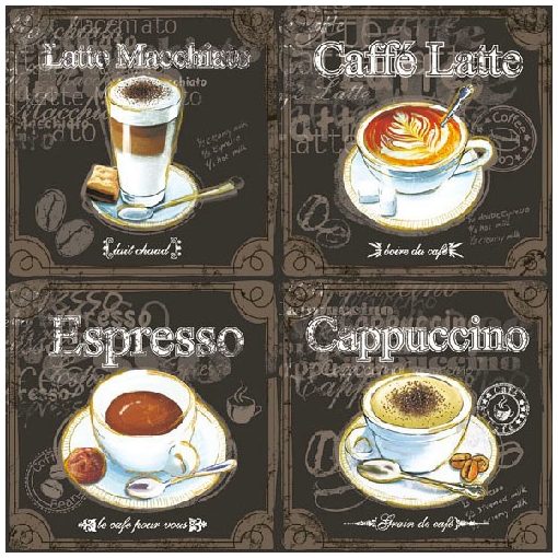 Types Of Coffee papírszalvéta 33x33cm, 20db-os