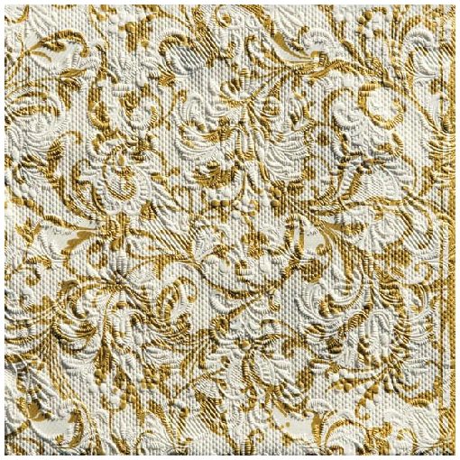 Elegance Damask cream gold dombornyomott papírszalvéta 33x33cm, 15db-os