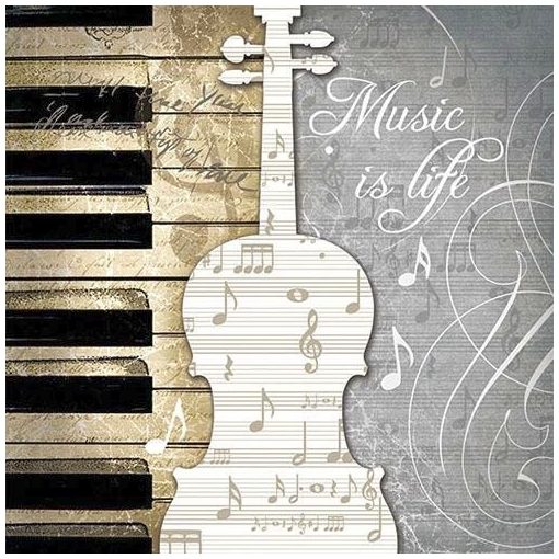 Music is Life papírszalvéta 33x33cm, 20db-os